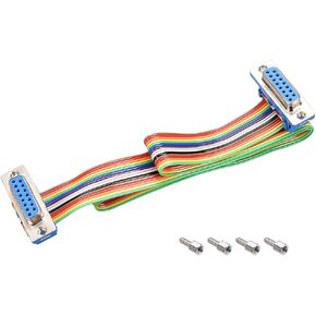 uxcell IDC Rainbow Wire Flat Ribbon Cable DB15 Female to DB15 Female Connector 2.54mm Pitch 19.7inch Length