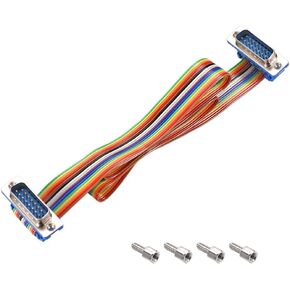 uxcell IDC Rainbow Wire Flat Ribbon Cable DB15 Male to DB15 Male Connector 2.54mm Pitch 19.7inch Length
