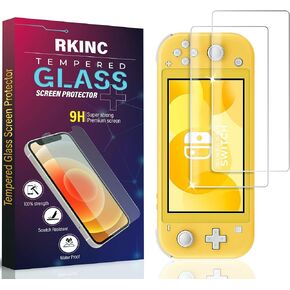 RKINC Screen Protector [2-Pack] for Nintendo Switch Lite 2019, Tempered Glass Film Screen Protector, 0.33mm [LifetimeWarranty][Bubble-Free][Anti-Scratch][Anti-Shatter]