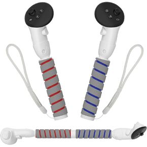 Mugkom VR Game Handle Attachments for Quest 3 Controller Accessories, Handles Extension Grips Dual Handle Extender for Playing Quest 3 Beat Saber Gorilla Tag Long Arms