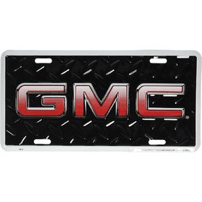 Diamond Embossed Background Metal auto tag 6 x 12 HangTime Compatible with GMC