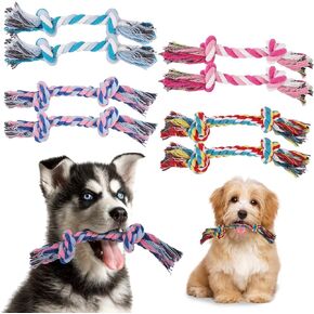 8 Packs Puppy Rope Knot Dog Toy Dog Chew Toys Rope Dog Toys Multi Color Puppy Rope Toy Cotton Puppy Toys Dog Chew Rope Puppy Teething Toys 2 Knot Dog Tug for Small and Medium Dogs