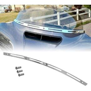 H RUO Chrome Slotted Batwing Fairing Windshield Trim Motorcycle Windscreen Trim Kit for Harley Electra Glide Street Glide 1996-2013