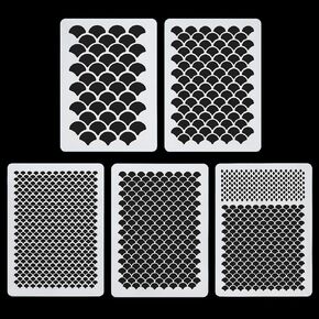 5 Pieces Fish Scale Stencil Set for Painting Makeup, Mermaid Scale Stencil, Reusable Fish Scale Template for Art Painting Tattoos Painting, Painting on Wall Face Body, Cake Cookie Paint in Kuwait