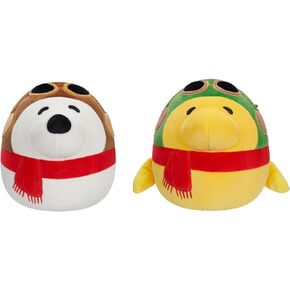 Squishmallow Original Peanuts 8 بوصة Aviator Snoopy وAviator Woodstock 2-Pack Plush - Little Ultrasoft Official Jazwares Plush - Amazon حصريًا