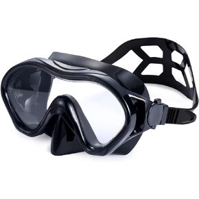 Diving Mask, Snorkel Mask for Adults, Scuba Diving Half Mask, Swimming Goggles with Anti-Fog Impact-Resistant Lens, Waterproof Silicone Nose Cover, & Mesh Bag