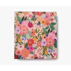 RIFLE PAPER CO. Classic Binder | 1" Three-Ring Binder with Soft Touch Illustrated Floral Cover, Holds 175 Pages, 3 Tabbed Dividers and 6 Adhesive Labels, Reinforced Metal Corners, Garden Party