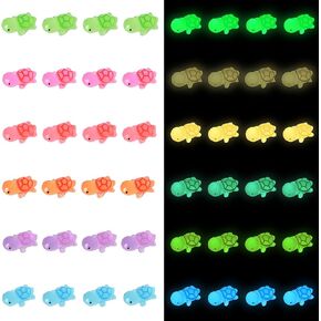 Tindobewan 50 PCS Tiny Turtle Glow in The Dark Mini Resin Sea Turtle Miniature Plastic Turtles Figures for Craft, Garden Decor, Home and Party Decorations(Luminous Tiny Turtle 6 Colors)