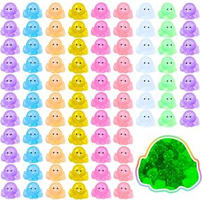 libfrnt 120 Pcs Luminous Mini Resin Octopus Figurines Tiny Octopus Glow in The Dark Cute Octopus Miniature Ornament Charms for Aquarium Dollhouse Garden Landscape Room DIY Crafts(8 Colors)