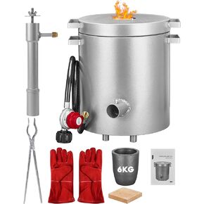6KG Propane Melting Furnace Kit with Crucible and Tongs, [High Capacity] 2700°F Perfect for Scrap Metal Recycle Gold Silver Copper Aluminum
