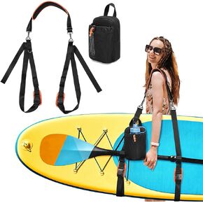 GOBUROS Paddle Board Carrying Strap, Adjustable SUP Kayak Carry Strap with Detachable Storage Bag and Metal Hardware for Paddle boards, Surfboards, Long boards, Canoe and Kayak