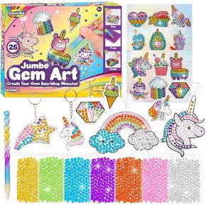 Jumbo Gem Art Diamond Painting Kit - 1200+ Pcs - Make Your Own Stickers, Keychains, Suncatchers, Magnets - Arts and Crafts Kits for Girls Ages 6+