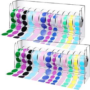 FoldTier 2 جهاز كمبيوتر شخصى قابل للتعديل تسمية موزع الاكريليك ملصق موزع ملصق لفة حامل واضح تسمية حامل ملصق حامل منظم ملصق حامل حامل التسمية لسطح المكتب مكتب المنزل (12 أقراص)