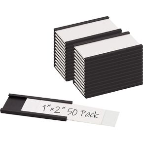 Realth C Channel Magnetic Label Holders 30 Pack 2'' x 4'' with Paper Inserts and Clear Plastic Protectors, Magnetic Data Card Holders File Cabinet Labels for Metal Racks and Shelves
