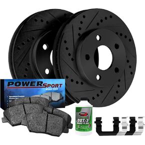 طقم الفرامل والدوارات الأمامية والخلفية PowerSport | وسادات الفرامل الأمامية والخلفية| دوارات ومنصات الفرامل| وسادات ودوارات فرامل شبه معدنية | تناسب سيارة شيفروليه كورفيت 1984-1987 in Saudi Arabia
