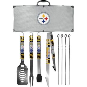 NFL Siskiyou Sports Fan Shop Pittsburgh Steelers Steel Tailgater BBQ مجموعة مع حقيبة 8 قطع رمادي