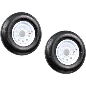 eCustomRim 2-Pack Radial Trailer Tires w/White Rims ST235/80R16 LRE 8 Lug/6.5 Modular Wheel - 6 Year Warranty w/Free Roadside