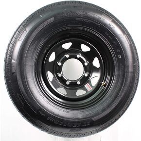 eCustomRim Trailer Tire and Rim ST235/80R16 LRE 16X6 8-6.5 Black Spoke Wheel 4.90Pd - 6 Year Warranty w/Free Roadside