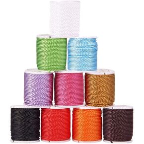 CHGCRAFT 10 Rolls 100 Yards 1mm Twisted Cord Rope, Craft Nylon Rope 1mm Multipurpose Utility Cord Trim Choker Thread for Windows Macrame Friendship Bracelets Christmas Tree Ornament,Mixed Color