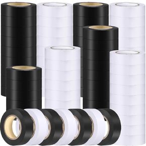 Qilery 60 Pack Electrical Tape Waterproof 3/4 in x 65 ft Electric Tape and Wire Tape for Any Weather Under 600V Home Outdoor Electric Insulating Wire Wrapping (Black)