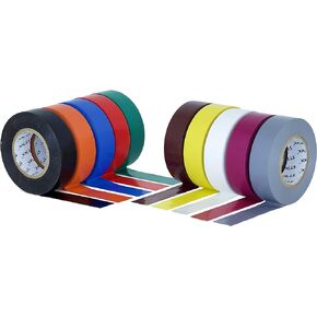 Stikk Electrical Tape - 3/4'' x 22 Yards - Multi Color Electric Tape for Contractors - Wire Tape - Electrical Wiring, Cable Insulation, Circuit Wiring - Heavy-Duty Waterproof Electrical Tape - 10 Pk