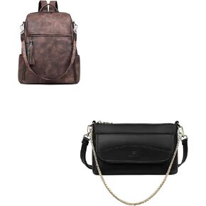 FADEON Small Purses for Women Clutch Wristlet Crossbody Bag and Laptop Backpack