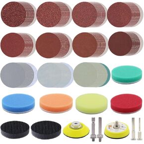 133pcs 2inch Grit 60-7000 Sandpapers Sanding Discs Pad Kit for Drill Grinder Rotary Tools Attachment with 1/8"&1/4" Shank Backer Plate and Soft Foam Buffering Pad Sanding Pads