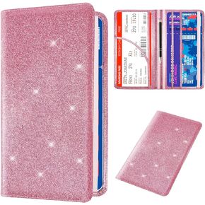 Bling Car Registration and Insurance Holder, PU Leather Vehicle Glove Box Organizer Wallet Case Organizer for Insurance Card, Driver License, Essential Document, Paperwork