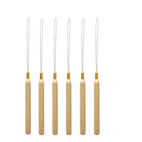 Micro Ring Hair Extension Loop Needle Threader Feather Hook Tool Wire Pulling Hook Tools for silicone Microlink Nano beads Cold Fusion (6Pcs)