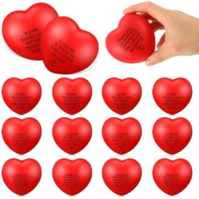 Leyndo 24 Pcs Teacher Stress Balls Teacher Appreciation Gifts Bulk 3 Inch Heart Shaped Ball Motivational Stress Balls Anxiety Relief Stress Toys Thank You Gifts for Teacher Staff Coworkers