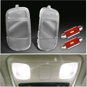 MbuyDIY Interior Map Dome Light Cover Lens Overhead Console with White LED Lights Bulbs Compatible with 2002-2009 Dodge Ram 1500 2500 3500