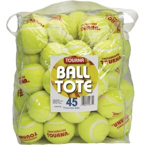 Tourna Pressureless Tennis Balls with Vinyl Tote (45 pack of balls)