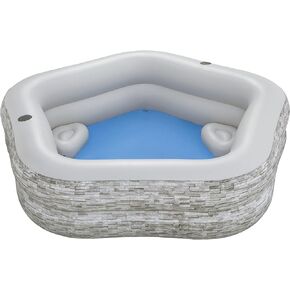 Bestway H2OGO! TruPrint Wicker 7'7' x 70' x 21' Inflatable Family Pool | Blow Up Swimming Pool for Kids and Adults | Includes 2 Cushioned Seats and Built-in Cup Holders