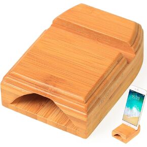 ZTHapwa Cell Phone Stand, Bamboo Wooden Cellphone Stand with Sound Amplifier for Desk, Cute Desktop Mobile Phone Holder for Office
