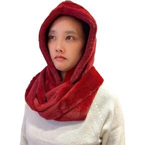 Lina & Lily Faux Fur Hood & Infinity Scarf Combo Winter Head Neck Wrap for Women Men