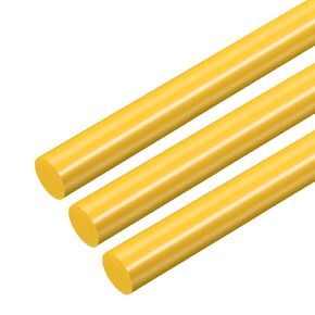 uxcell 3pcs Plastic Round Rod 3/8 inch Dia 20 inch Length Yellow (POM) Polyoxymethylene Rods Engineering Plastic Round Bars(10mm)