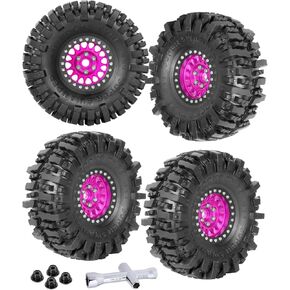 BRCatWPark Rc 1.9 Wheel Tires for 1/10 Axia1 SCX10 SCX10 II 90046 SCX10 III TRX4 D90 RC Crawler Car,4pcs Aluminum RC 1.9 Beadlock Wheel,Brown