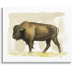 Stupell Industries Bison Rural Animal Watercolor Canvas Wall Art, Design by Grace Popp