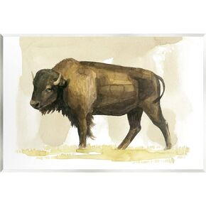 Stupell Industries Bison Rural Animal Watercolor Wall Plaque Art, Design by Grace Popp