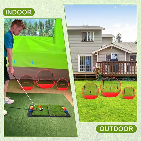 ShinyRelief Golf Chipping Net 3 أحجام منبثقة شبكة مستهدفة للجولف مع حصيرة جولف قابلة للطي 16 كرة جولف 8 تي شيرت جولف 1 مقعد كرة وحقيبة حمل لممارسة الرجال الهدايا في الأماكن المغلقة والخارجية في الفناء الخلفي للمنزل in Saudi Arabia
