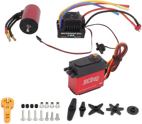 SPYMINNPOO 3660 4200KV Brushless Motor with 30kg Servo and 80A ESC, RC Brushless Motor Set Compatible 1/8 and 1/10 Scale RC Car Sportinggoods Model Car Accessories in Saudi Arabia