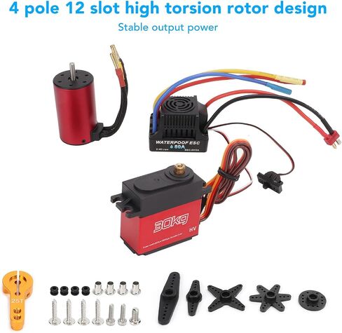 SPYMINNPOO 3660 4200KV Brushless Motor with 30kg Servo and 80A ESC, RC Brushless Motor Set Compatible 1/8 and 1/10 Scale RC Car Sportinggoods Model Car Accessories in Saudi Arabia