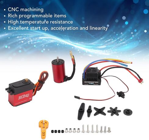 SPYMINNPOO 3660 4200KV Brushless Motor with 30kg Servo and 80A ESC, RC Brushless Motor Set Compatible 1/8 and 1/10 Scale RC Car Sportinggoods Model Car Accessories in Saudi Arabia