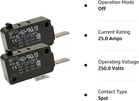Honeywell Micro Switch Premium Basic / Snap Action Switch 25A @ 250VAC V7-1Z29E9, ( Pack of 2) in Saudi Arabia