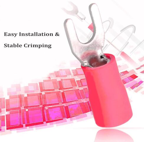 Teansic 200 Pcs 22-16 AWG #8 Black & Red Insulated Fork Spade Wire Connector U Type Electrical Crimp Terminals (100 Pcs Red +100 Pcs Black) in Saudi Arabia
