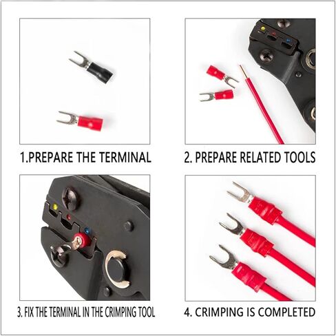 Teansic 200 Pcs 22-16 AWG #8 Black & Red Insulated Fork Spade Wire Connector U Type Electrical Crimp Terminals (100 Pcs Red +100 Pcs Black) in Saudi Arabia