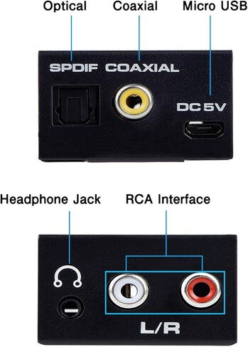 Anber-Tech محول صوت رقمي إلى تناظري، محوري SPDIF Toslink بصري إلى ستيريو تناظري L/R ومحول جاك DAC مقاس 3.5 مم مع كابل بصري ومحوري ومحول طاقة لسماعات رأس PS4 HDTV DVD in Kuwait