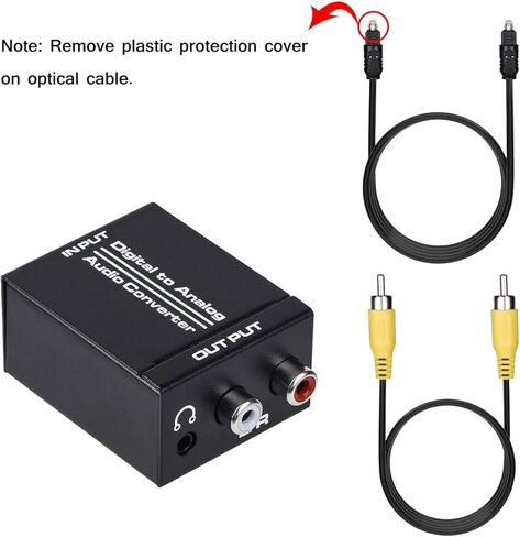 Anber-Tech محول صوت رقمي إلى تناظري، محوري SPDIF Toslink بصري إلى ستيريو تناظري L/R ومحول جاك DAC مقاس 3.5 مم مع كابل بصري ومحوري ومحول طاقة لسماعات رأس PS4 HDTV DVD in Kuwait