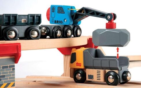 Brio World 33210 - Rail & Road Loading Set - 32 Piece Wooden Toy Train Set for Kids Age 3 and Up in Saudi Arabia