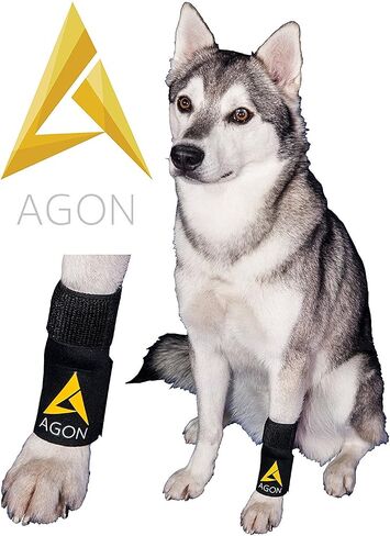 AGON® Dog Canine Front Leg Bracked Brace يلتف مع حماية الجروح، ويشفي ويمنع الإصابات والالتواء، ويساعد في فقدان الاستقرار الناجم عن التهاب المفاصل (صغير / متوسط) in Kuwait